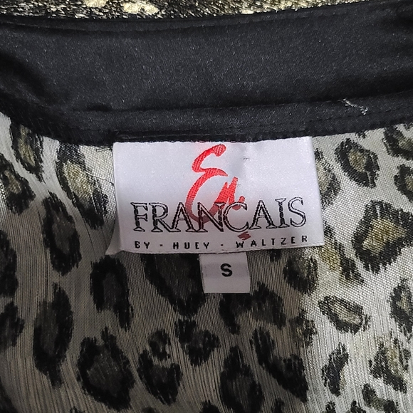Vintage Francais Huey Waltzer Leopard Print Crop Jacket with Allover Threads - Picture 12 of 13